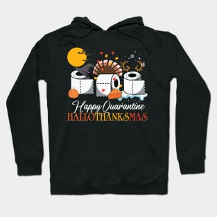 Quarantine HalloThanksMas Funny Halloween Thanksgiving Christmas Design Gift Hoodie